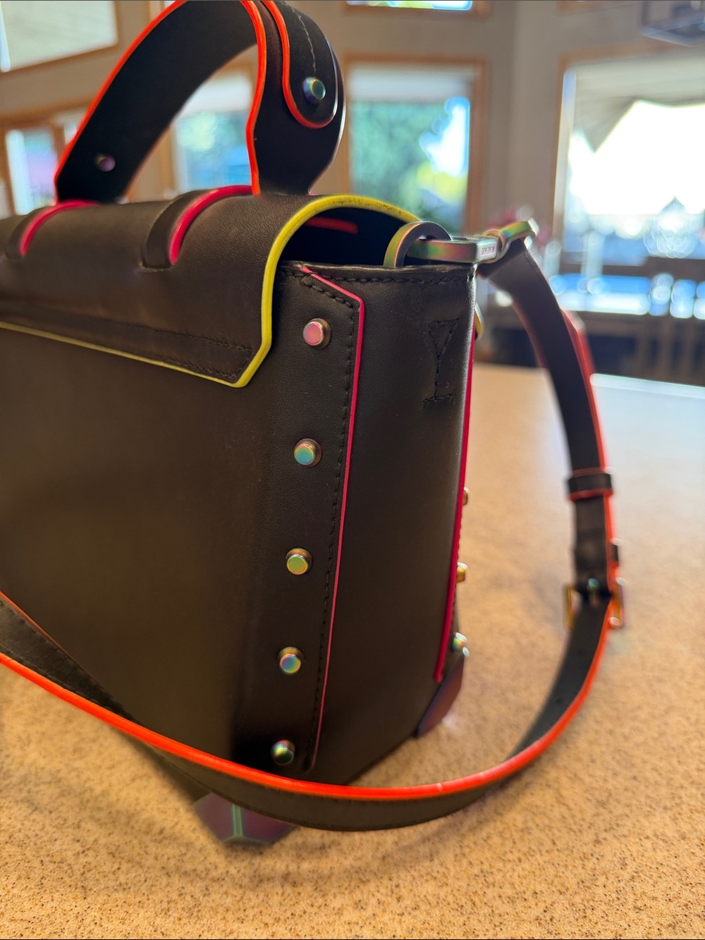 Michael Kors Black Satchel with multi Trim and Iridescent Hardware - Picture 5 of 15